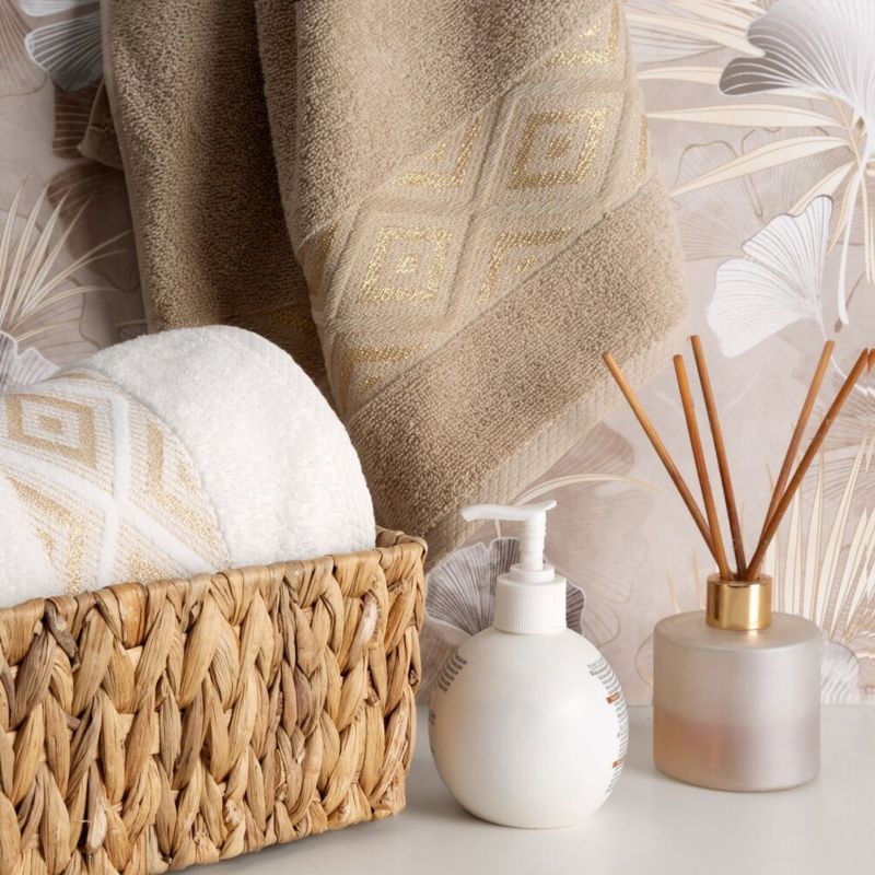 Badehåndklæde Azari 70x140 cm Beige Bomuld 500 g/m²