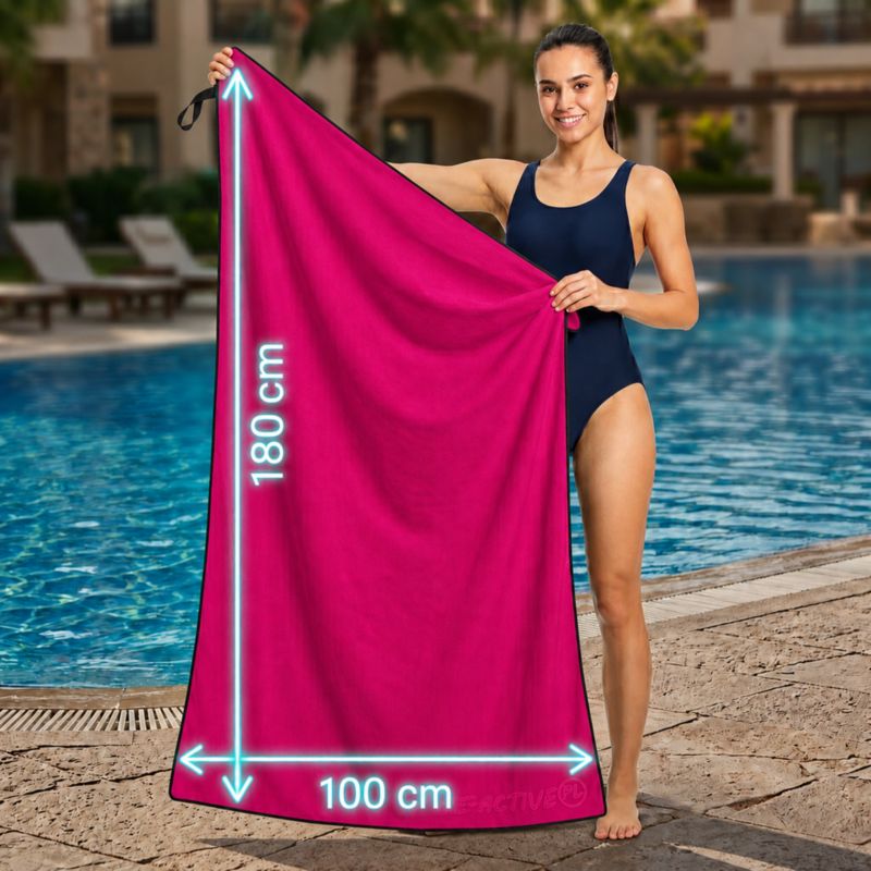 Mikrofiberhåndklæde 180x100 cm Hurtigtørrende Rosa-Sort 1 stk.