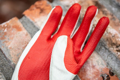 Arbejdshandsker NEO TOOLS 65 % bomuld og 35 % polyester med gummibelægning str. 10 hvid-rød 1 par