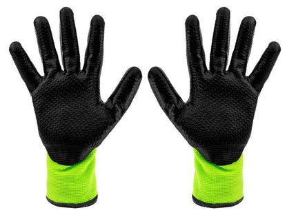 NEO TOOLS arbejds handsker i nylon med latexbelægning, str. 10, gul, 1 par