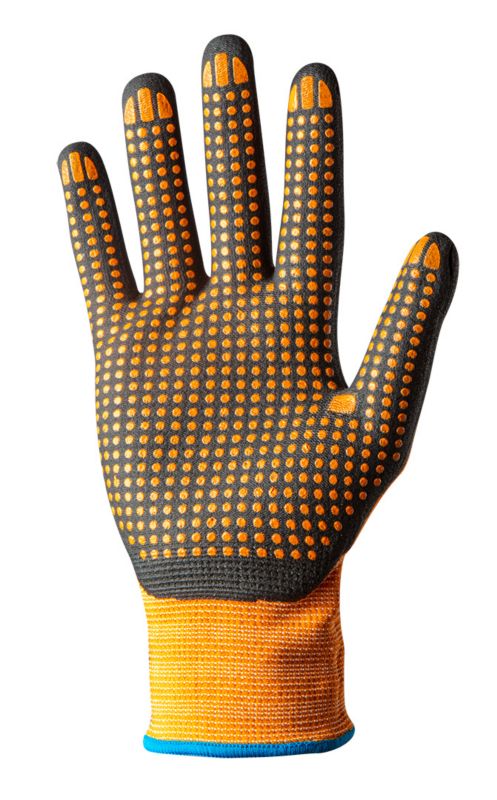 NEO TOOLS arbejdshandsker i nylon med nitrilprikker, str. 11, orange, 1 par
