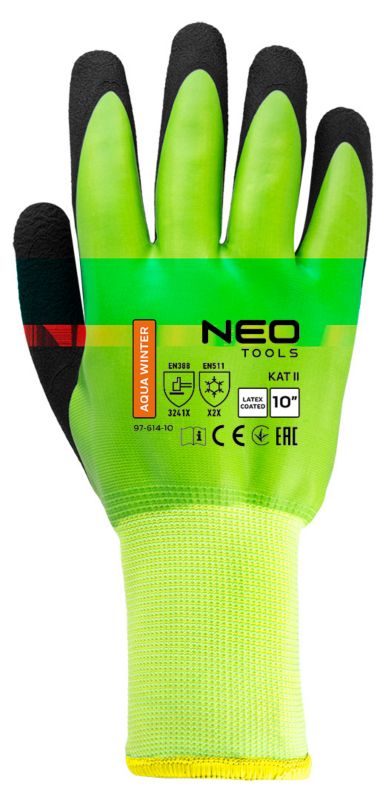 NEO TOOLS vinterforede arbejdshandsker med børstet polyester, str. 9, gul, 1 par