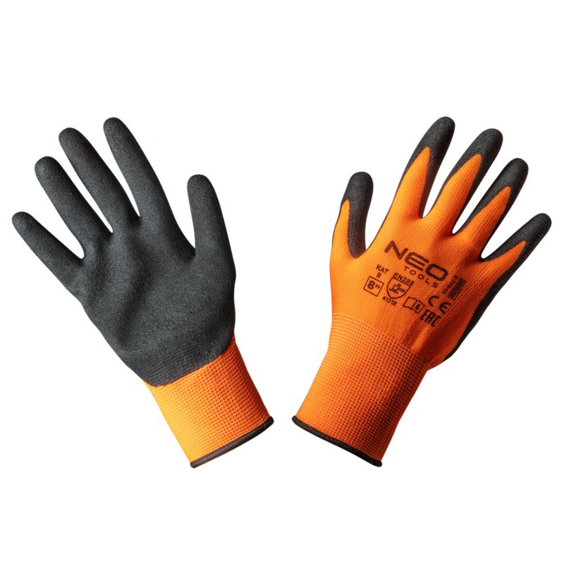 NEO TOOLS arbejdshandsker i polyester med nitrilbelægning, str. 8, flerfarvet, 1 par