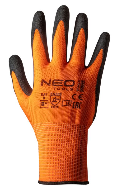 NEO TOOLS arbejdshandsker i polyester med nitrilbelægning, str. 8, flerfarvet, 1 par