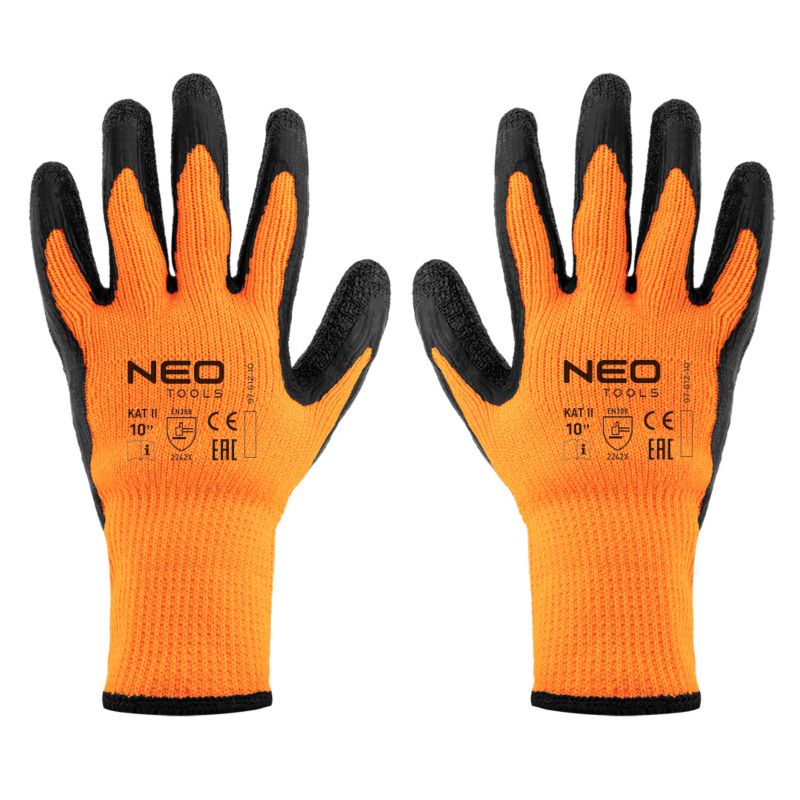 Arbejdshandsker NEO TOOLS polyester belagt med latex str. 10 orange 1 par