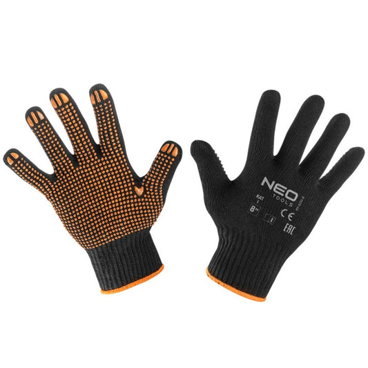 NEO TOOLS arbejdshandsker i polyester med bomuldsblanding, str. 8, sorte, 1 par