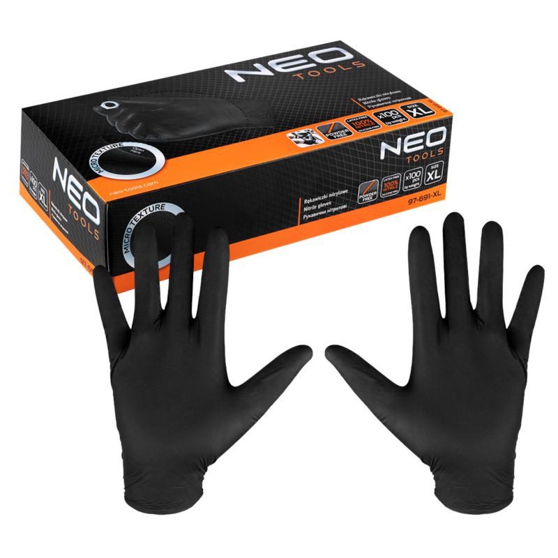 NEO TOOLS nitrilhandsker, nitril, str. XL, sorte, 1 par