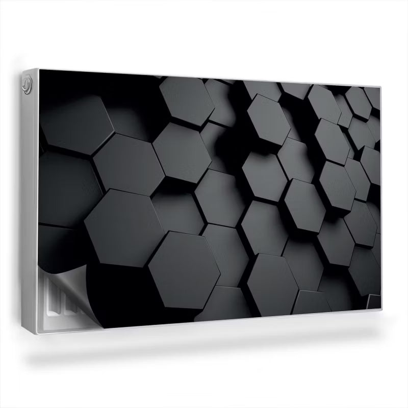 Radiatorskjuler Magnetisk 100x60 cm Geometrisk 3D Sort