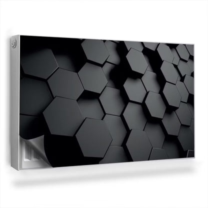 Radiatorskjuler Magnetisk 100x60 cm Geometrisk 3D Sort