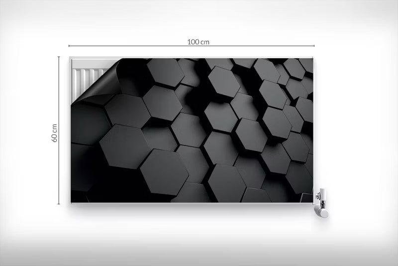 Radiatorskjuler Magnetisk 100x60 cm Geometrisk 3D Sort