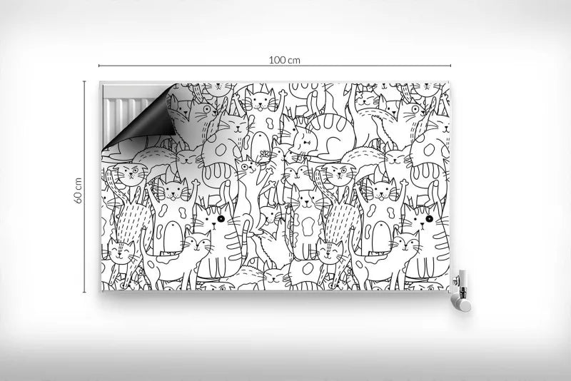 Radiatorskjuler Magnetisk 100x60 cm Tegnede Katte