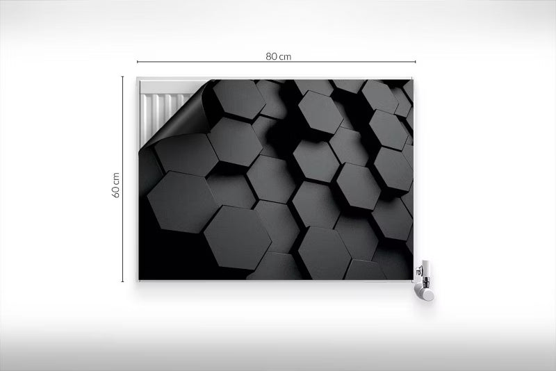 Radiatorskjuler Magnetisk 80x60 cm Geometrisk 3D Sort