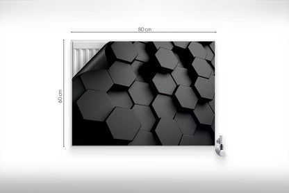 Radiatorskjuler Magnetisk 80x60 cm Geometrisk 3D Sort