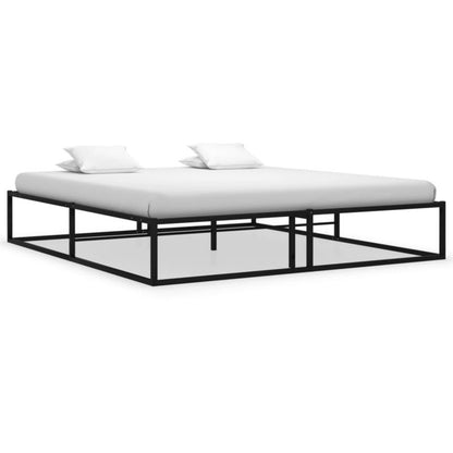 Metalsengeram 145x205 cm Sort med Lamelbund