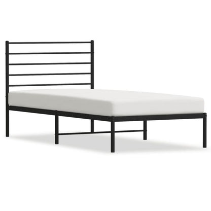 Sengebund af metal Sort med sengegavl 196x80x90 cm