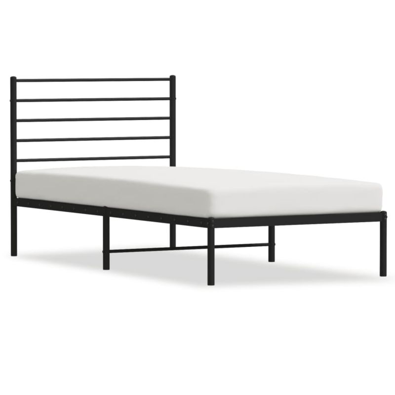 Sengebund af metal Sort med sengegavl 196x80x90 cm