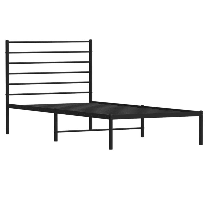 Sengebund af metal Sort med sengegavl 196x80x90 cm
