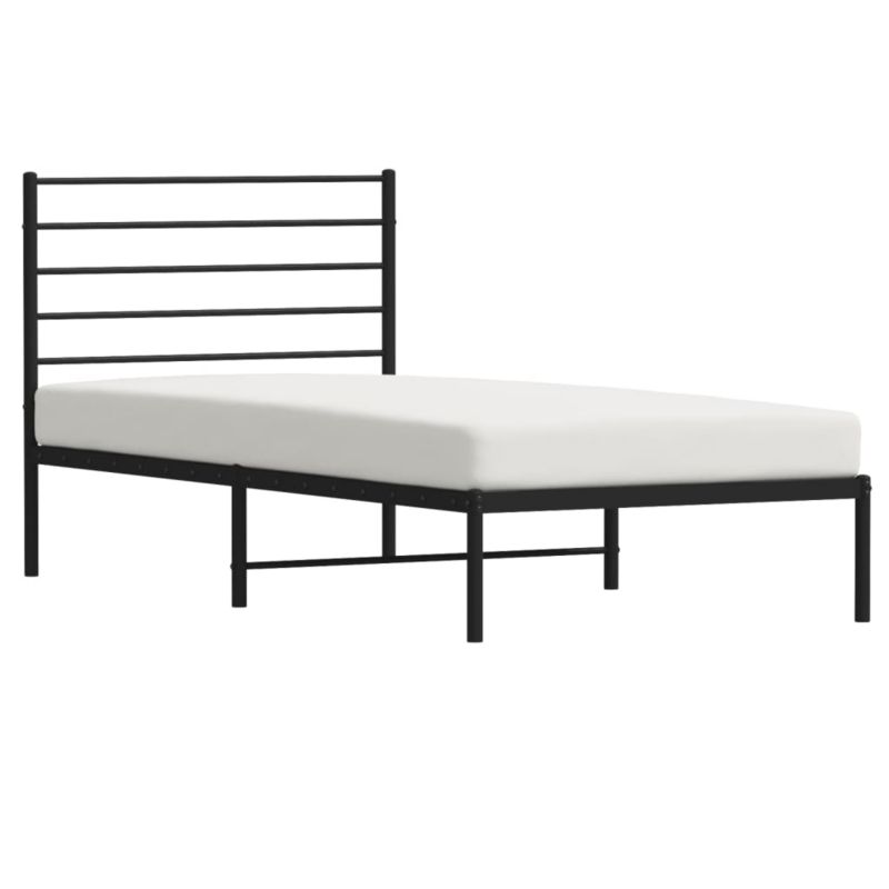 Sengebund af metal Sort med sengegavl 196x80x90 cm