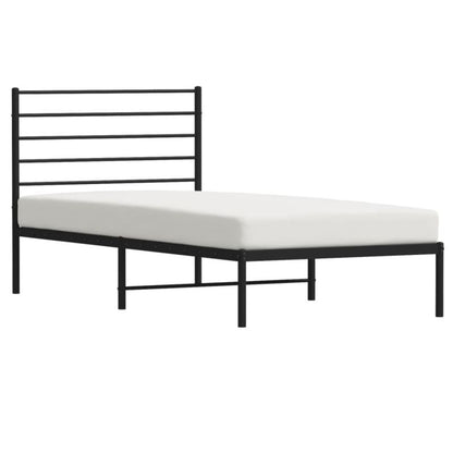 Sengebund af metal Sort med sengegavl 196x80x90 cm