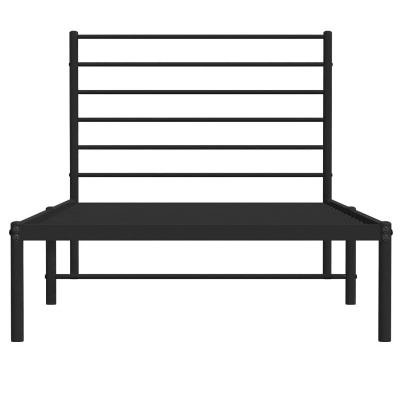 Sengebund af metal Sort med sengegavl 196x80x90 cm