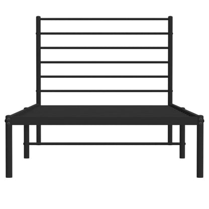 Sengebund af metal Sort med sengegavl 196x80x90 cm