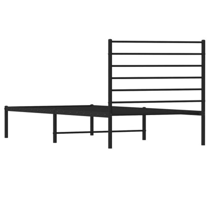 Sengebund af metal Sort med sengegavl 196x80x90 cm