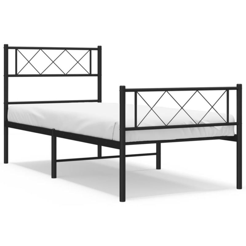 Metalseng 75x190 cm Sort med Opbevaring