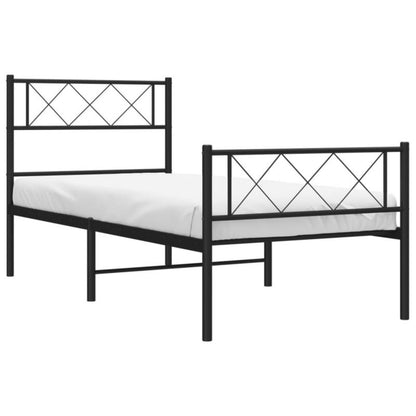 Metalseng 75x190 cm Sort med Opbevaring