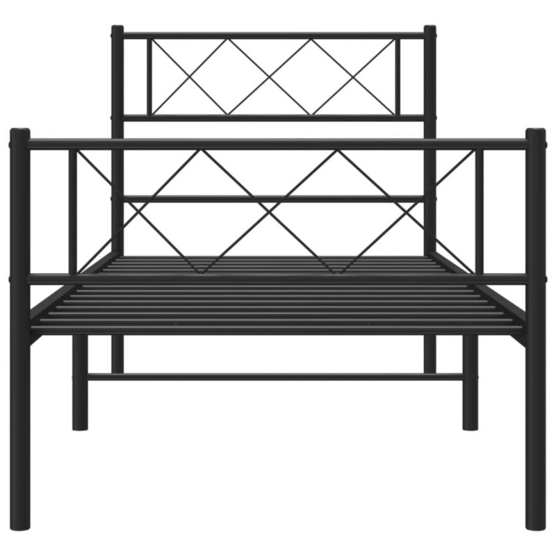 Metalseng 75x190 cm Sort med Opbevaring