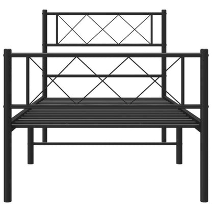 Metalseng 75x190 cm Sort med Opbevaring