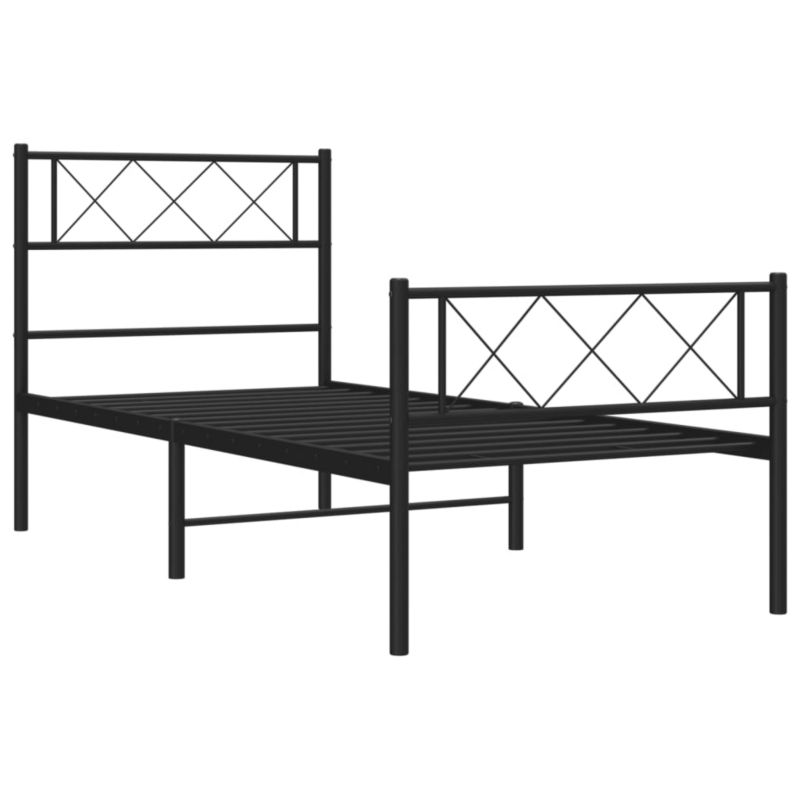Metalseng 75x190 cm Sort med Opbevaring