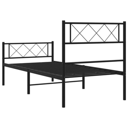 Metalseng 75x190 cm Sort med Opbevaring