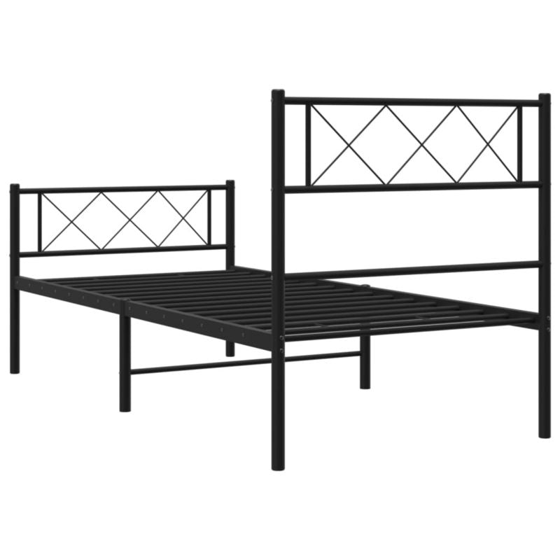 Metalseng 75x190 cm Sort med Opbevaring