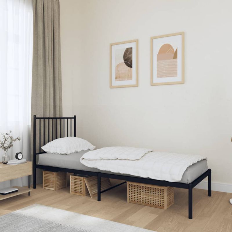 Sengebund af metal klassisk sort 196x79,5x90,5 cm