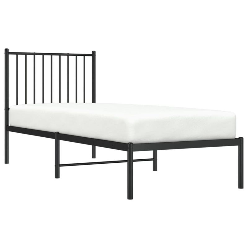 Sengebund af metal klassisk sort 196x79,5x90,5 cm