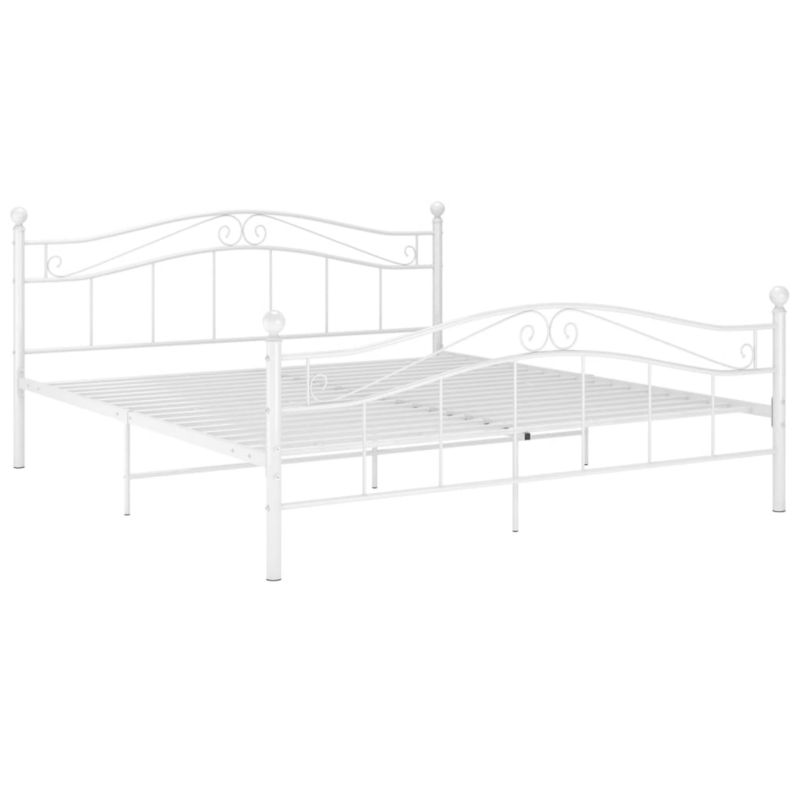 Sengeramme 140x200 cm Hvid Pulverlakeret Metal
