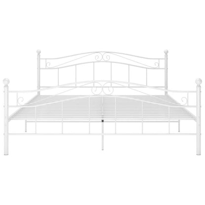 Sengeramme 140x200 cm Hvid Pulverlakeret Metal