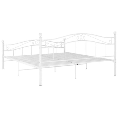 Sengeramme 140x200 cm Hvid Pulverlakeret Metal