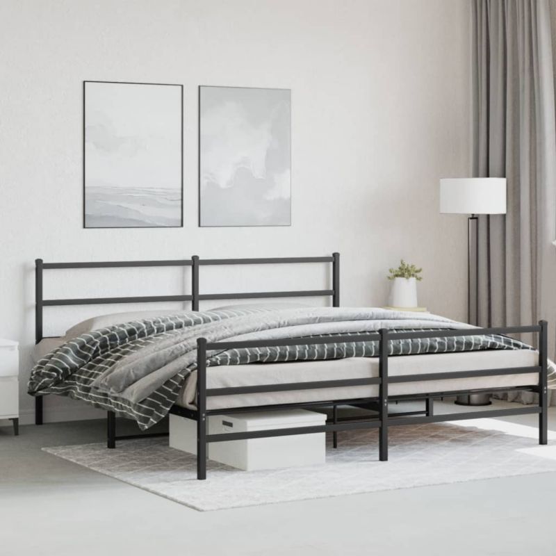 Sengeram 180x200 cm Sort Stål