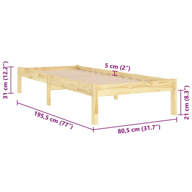 Sengeramme 75x190 cm Fyrretræ Brun