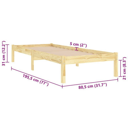 Sengeramme 75x190 cm Fyrretræ Brun