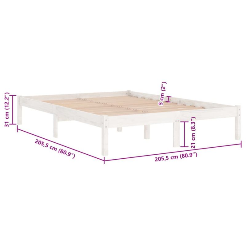 Sengebund VidaXL Træ Hvid 200x200 cm
