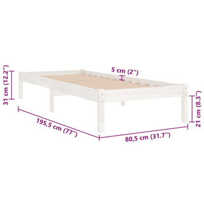 Sengeram VidaXL Lite 75x190 cm Hvid Fyrretræ