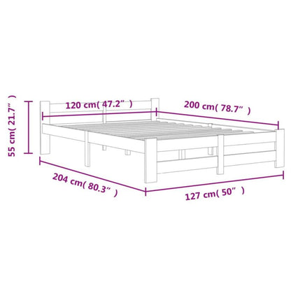 Sengebund VidaXL 120x200 cm Hvid Massiv Fyrretræ