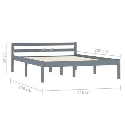 Sengebund VidaXL Massiv Fyrretræ Grå 140x200 cm