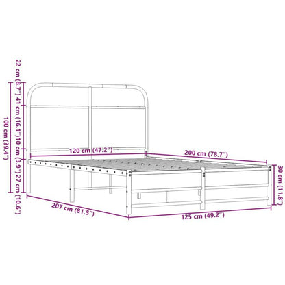 Sengeram 120x200 cm Brunt Egetræ Stål