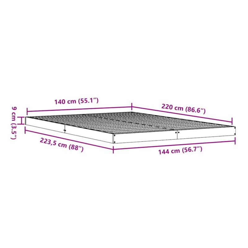 Sengeramme 140x200 cm Naturlig Fyrretræ WM-869752