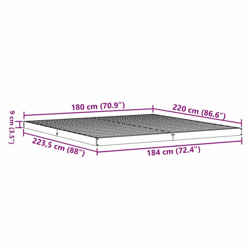 Sengeram 180x200 cm Naturlig Fyrretræ WM-869756