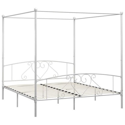 Sengeramme med Baldakin 209x187,5x198 cm Hvid