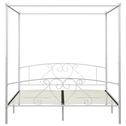 Sengeramme med Baldakin 209x187,5x198 cm Hvid
